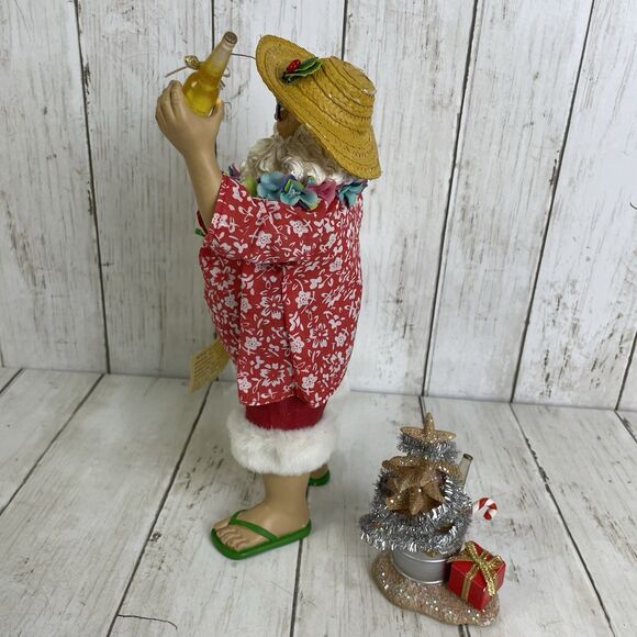 Kurt S. Adler Fabriche Santa Clause On Vacation With Drinks Figure Tropical Tree - Picture 8 of 10